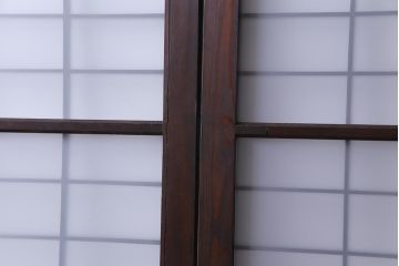 和製アンティーク　昭和初期　すりガラス越しに映る桟が風情感じるガラス戸2枚セット(引き戸、建具)