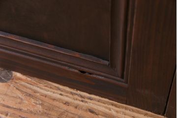 和製アンティーク　昭和初期　すりガラス越しに映る桟が風情感じるガラス戸2枚セット(引き戸、建具)