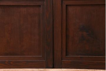 和製アンティーク　昭和初期　すりガラス越しに映る桟が風情感じるガラス戸2枚セット(引き戸、建具)