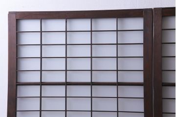 和製アンティーク　昭和初期　すりガラス越しに映る桟が風情感じるガラス戸2枚セット(引き戸、建具)