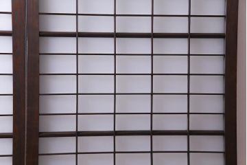 和製アンティーク　昭和初期　すりガラス越しに映る桟が風情感じるガラス戸2枚セット(引き戸、建具)