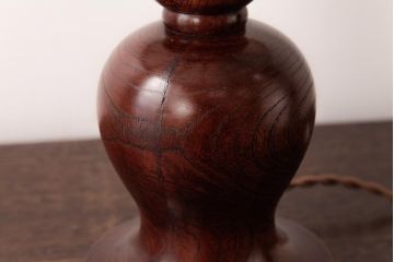 中古　たくみ工芸　ケヤキ・栗材　丸型スタンドライト(デスクスタンド、置き型照明)