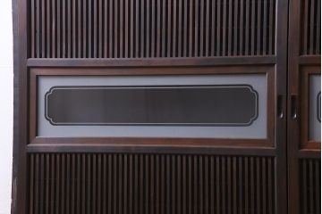 和製アンティーク　腰板ケヤキ材　障子枠付き　和モダンな空間づくりにおすすめな格子戸2枚セット(建具、引き戸)