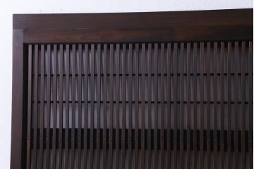 和製アンティーク　腰板ケヤキ材　障子枠付き　和モダンな空間づくりにおすすめな格子戸2枚セット(建具、引き戸)