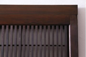 和製アンティーク　腰板ケヤキ材　障子枠付き　和モダンな空間づくりにおすすめな格子戸2枚セット(建具、引き戸)
