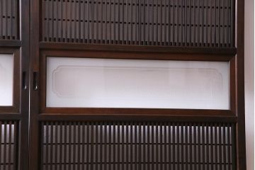 和製アンティーク　腰板ケヤキ材　障子枠付き　和モダンな空間づくりにおすすめな格子戸2枚セット(建具、引き戸)