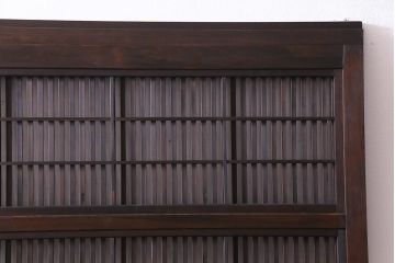 和製アンティーク　腰板ケヤキ材　障子枠付き　和モダンな空間づくりにおすすめな格子戸2枚セット(建具、引き戸)