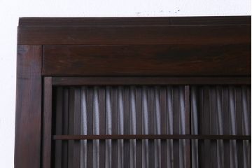 和製アンティーク　腰板ケヤキ材　障子枠付き　和モダンな空間づくりにおすすめな格子戸2枚セット(建具、引き戸)