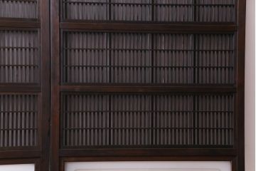 和製アンティーク　腰板ケヤキ材　障子枠付き　和モダンな空間づくりにおすすめな格子戸2枚セット(建具、引き戸)