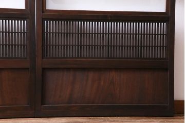 和製アンティーク　腰板ケヤキ材　障子枠付き　和モダンな空間づくりにおすすめな格子戸2枚セット(建具、引き戸)