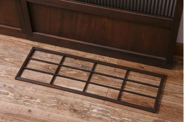 和製アンティーク　腰板ケヤキ材　障子枠付き　和モダンな空間づくりにおすすめな格子戸2枚セット(建具、引き戸)