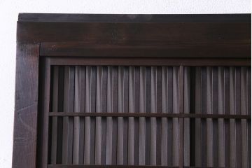 和製アンティーク　腰板ケヤキ材　障子枠付き　和モダンな空間づくりにおすすめな格子戸(建具、引き戸)