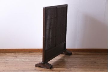 ビンテージ　高級杉材　障子戸付き　和の風情あふれるインテリアにおすすめな衝立(パーテーション、間仕切り)