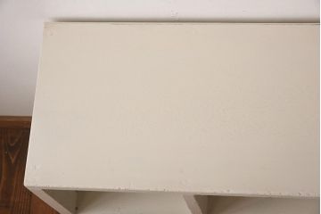 ペイント家具　学校の下駄箱をリメイクした鉄脚マス目棚(オープンラック、飾り棚)