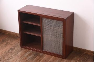 レトロ家具　和製アンティーク　当店オリジナル紋様ガラス　レトロな雰囲気がお洒落なガラス戸棚(収納棚、食器棚)