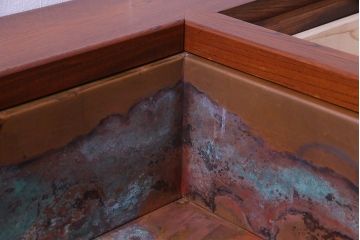 アンティーク雑貨　中古　民芸家具　四尺　鮮明なケヤキの杢目が楽しめる長火鉢(関西火鉢、囲炉裏、座卓)