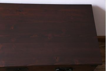 アンティーク家具　和製アンティーク　リメイク　前面栗材　渋い風合いの米沢箪笥ローボード(ローチェスト、引き出し、和タンス)