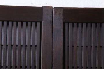 昭和初期　裏障子枠付き　腰板ケヤキ材　幅狭!粋な雰囲気のガラス格子戸(ガラス帯戸、引き戸、建具)4枚セット