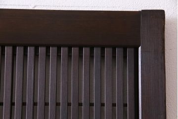 昭和初期　裏障子枠付き　腰板ケヤキ材　幅狭!粋な雰囲気のガラス格子戸(ガラス帯戸、引き戸、建具)4枚セット