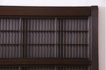 昭和初期　裏障子枠付き　腰板ケヤキ材　幅狭!粋な雰囲気のガラス格子戸(ガラス帯戸、引き戸、建具)4枚セット
