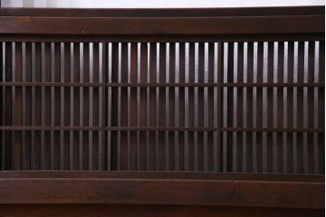 昭和初期　裏障子枠付き　腰板ケヤキ材　幅狭!粋な雰囲気のガラス格子戸(ガラス帯戸、引き戸、建具)4枚セット