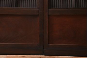 昭和初期　裏障子枠付き　腰板ケヤキ材　幅狭!粋な雰囲気のガラス格子戸(ガラス帯戸、引き戸、建具)4枚セット