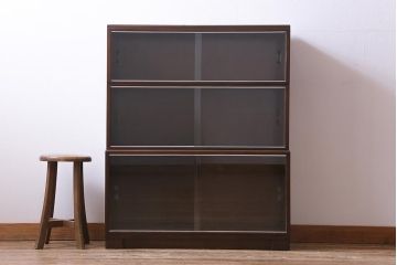 ヴィンテージ家具　イギリスビンテージ　Minty Oxford(ミンティ)社製　引き戸式スタッキングブックケース(本箱、収納棚、キャビネット)