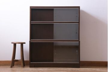 ヴィンテージ家具　イギリスビンテージ　Minty Oxford(ミンティ)社製　引き戸式スタッキングブックケース(本箱、収納棚、キャビネット)
