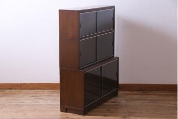 ヴィンテージ家具　イギリスビンテージ　Minty Oxford(ミンティ)社製　引き戸式スタッキングブックケース(本箱、収納棚、キャビネット)
