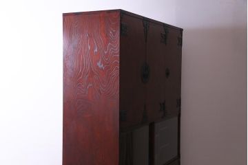 中古　岩谷堂箪笥　特注品　収納力と存在感抜群!大迫力の収納棚(キャビネット、戸棚、茶棚、飾り棚、店舗什器、上下バラ売り可能)(定価約140万円)(R-032938)