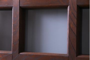 和製アンティーク　明治大正期　総ケヤキ材で作られた和モダンな印象のガラス入り蔵戸(建具、引き戸、玄関戸)