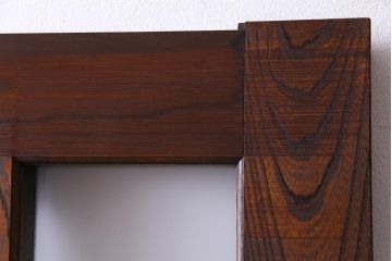 和製アンティーク　明治大正期　総ケヤキ材で作られた和モダンな印象のガラス入り蔵戸(建具、引き戸、玄関戸)
