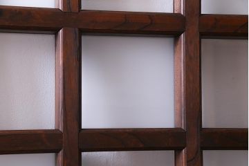 和製アンティーク　明治大正期　総ケヤキ材で作られた和モダンな印象のガラス入り蔵戸(建具、引き戸、玄関戸)