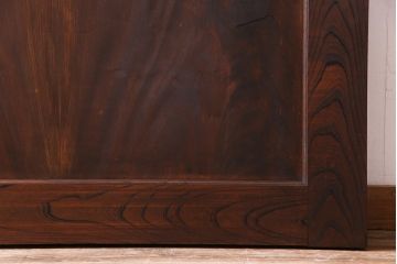 和製アンティーク　明治大正期　総ケヤキ材で作られた和モダンな印象のガラス入り蔵戸(建具、引き戸、玄関戸)