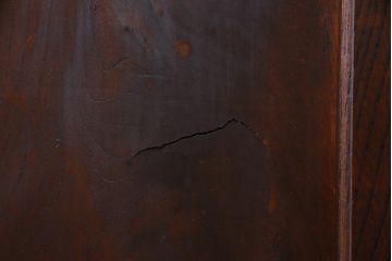 和製アンティーク　明治大正期　総ケヤキ材で作られた和モダンな印象のガラス入り蔵戸(建具、引き戸、玄関戸)