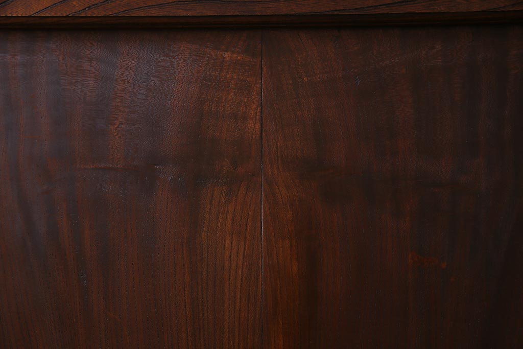 和製アンティーク　明治大正期　総ケヤキ材で作られた和モダンな印象のガラス入り蔵戸(建具、引き戸、玄関戸)