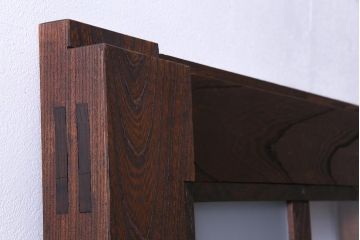 和製アンティーク　明治大正期　総ケヤキ材で作られた和モダンな印象のガラス入り蔵戸(建具、引き戸、玄関戸)