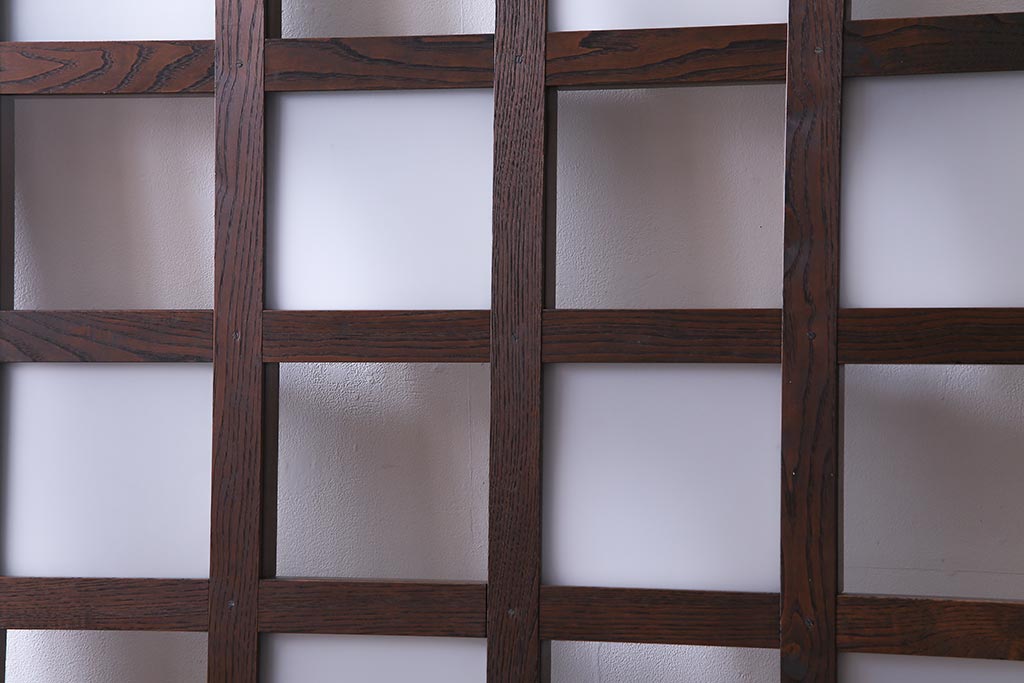 和製アンティーク　明治大正期　総ケヤキ材で作られた和モダンな印象のガラス入り蔵戸(建具、引き戸、玄関戸)