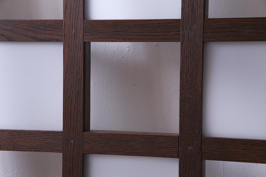 和製アンティーク　明治大正期　総ケヤキ材で作られた和モダンな印象のガラス入り蔵戸(建具、引き戸、玄関戸)