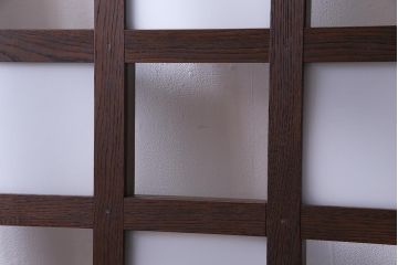 和製アンティーク　明治大正期　総ケヤキ材で作られた和モダンな印象のガラス入り蔵戸(建具、引き戸、玄関戸)