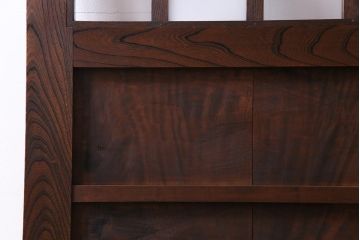 和製アンティーク　明治大正期　総ケヤキ材で作られた和モダンな印象のガラス入り蔵戸(建具、引き戸、玄関戸)