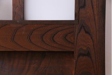 和製アンティーク　明治大正期　総ケヤキ材で作られた和モダンな印象のガラス入り蔵戸(建具、引き戸、玄関戸)