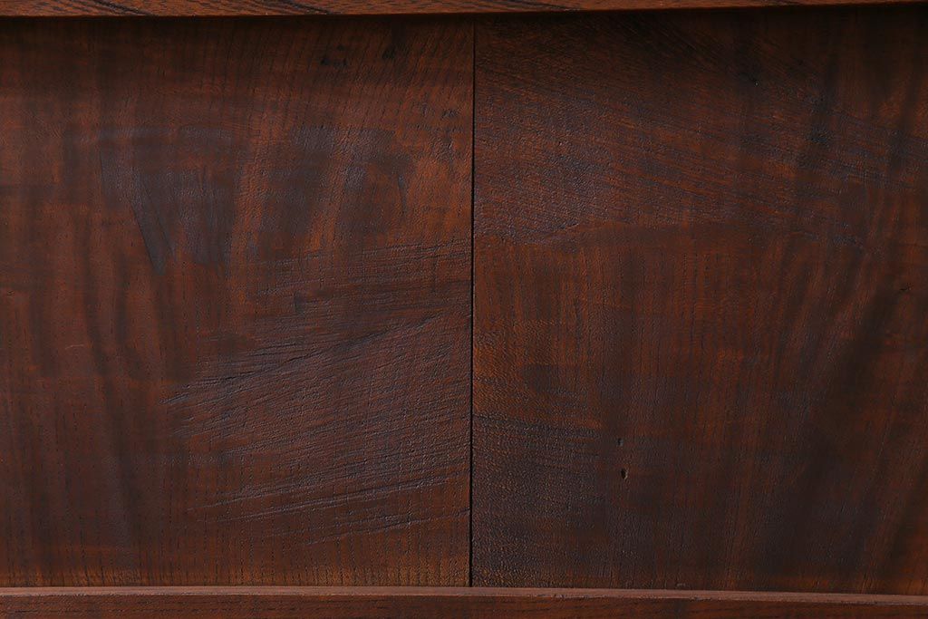 和製アンティーク　明治大正期　総ケヤキ材で作られた和モダンな印象のガラス入り蔵戸(建具、引き戸、玄関戸)