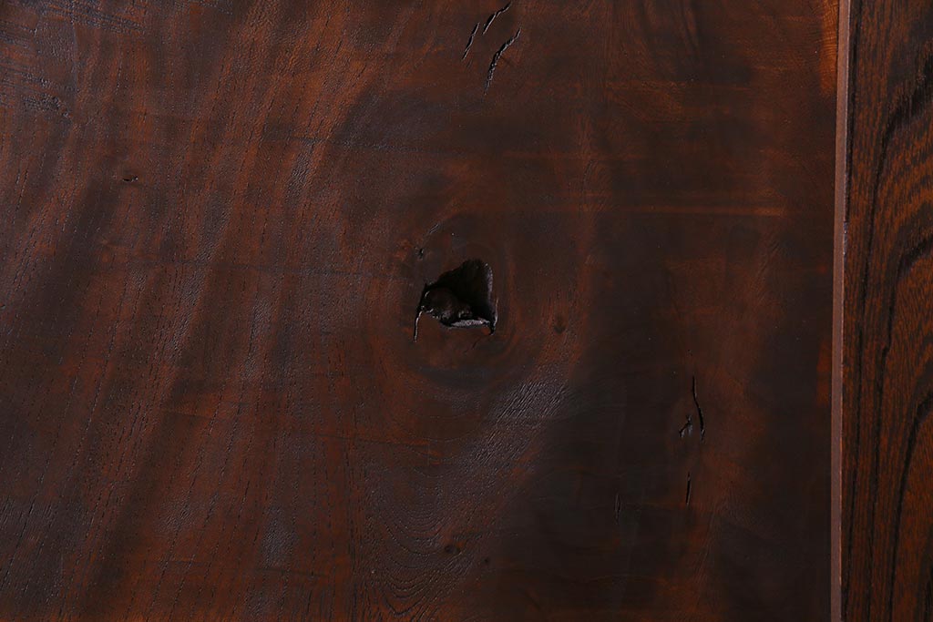 和製アンティーク　明治大正期　総ケヤキ材で作られた和モダンな印象のガラス入り蔵戸(建具、引き戸、玄関戸)