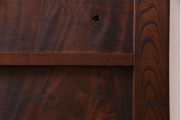 和製アンティーク　明治大正期　総ケヤキ材で作られた和モダンな印象のガラス入り蔵戸(建具、引き戸、玄関戸)