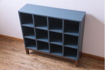 ペイント家具　3×4マス　脚付リメイク　ダークカラーが格好いいマス目棚(ロッカー、下駄箱、オープンラック、収納棚)