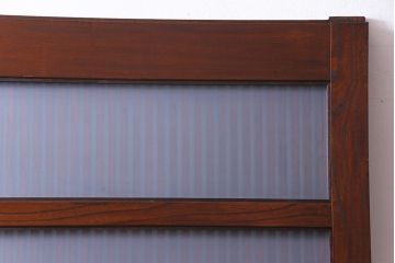 和製アンティーク　総ケヤキ材　漆塗り　赤みを帯びた木肌が味わい深いガラス入り蔵戸(建具、引き戸、玄関戸)