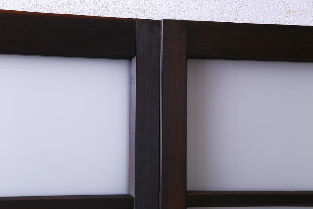 和製アンティーク　昭和初期　ダイヤガラス入り　和モダンな雰囲気漂う味わい深いガラス戸2枚セット(建具、引き戸)