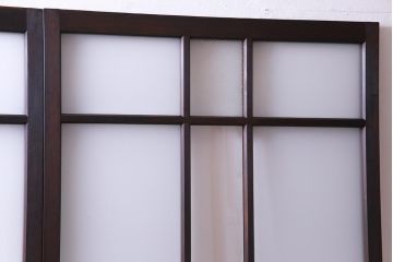 和製アンティーク　昭和初期　ダイヤガラス入り　和モダンな雰囲気漂う味わい深いガラス戸2枚セット(建具、引き戸)