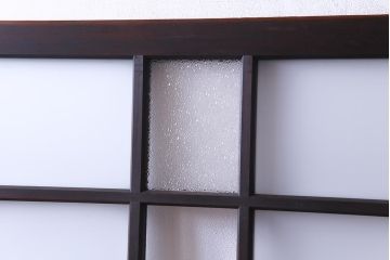 和製アンティーク　昭和初期　ダイヤガラス入り　和モダンな雰囲気漂う味わい深いガラス戸2枚セット(建具、引き戸)